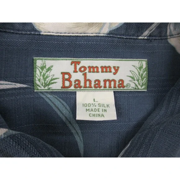 Tommy Bahama Shirt Mens Large Blue Floral Silk Button Up Casual * - Picture 11 of 11